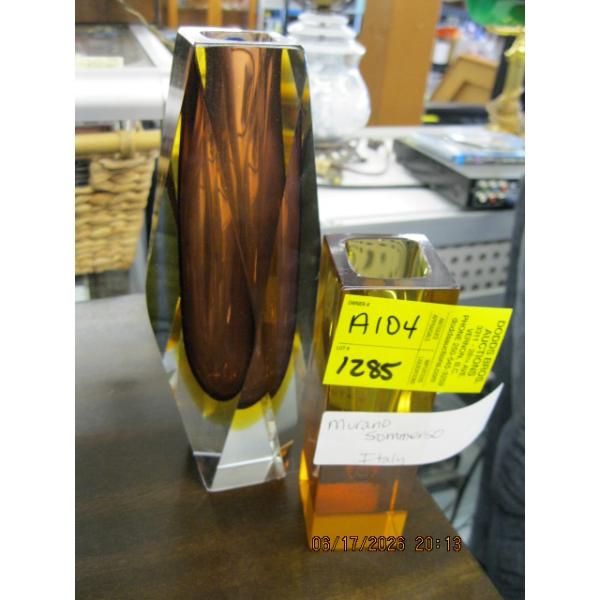 2 MURANO SOMMERSO MCM VASES