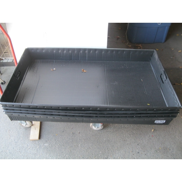 4 LG. HANDLED ULINE BLACK TRAYS - 48X30X6"