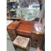 Image 1 : WATERFALL 1940s DRESSER W/ROUND MIRROR & STOOL