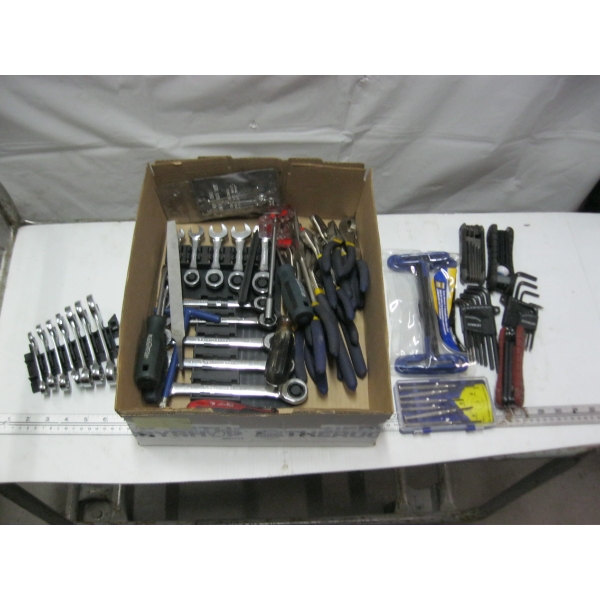 MISC. PLIERS, GEAR WRENCH SET, ETC.