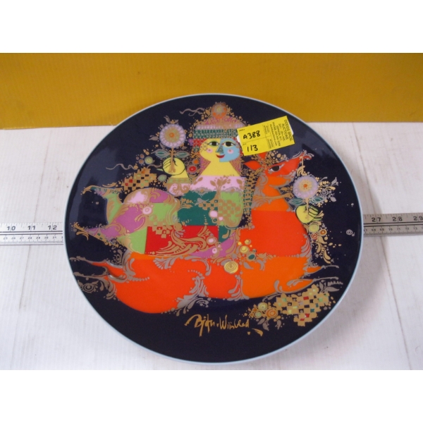 COLORFUL GERMAN ROSENTHAL STUDIO LINE DECORATIVE PLATE, SIGNED