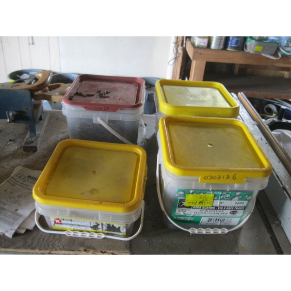 4 BINS OF ASST. SCREWS & NAILS