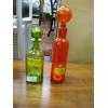 Image 1 : ORANGE GLASS DECANTER W/LID & GREEN BLENKO JOEL MEYERS DECANTER W/LID