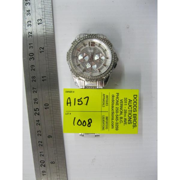 SILVER CASED GUESS WATCH