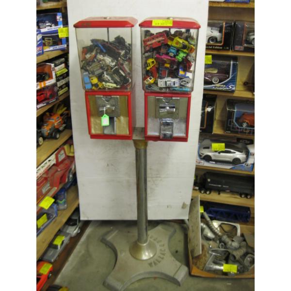 DUAL BUBBLE GUM MACHINE W/ASST. CARS INSIDE