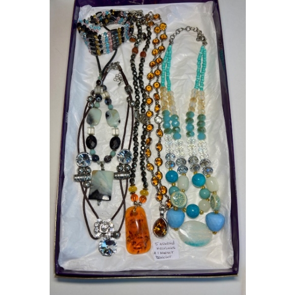 5 ASST. NECKLACES & MAGNETIC BRACELET