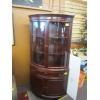 Image 1 : CURVED GLASS CORNER CABINET W/LOWER STORAGE