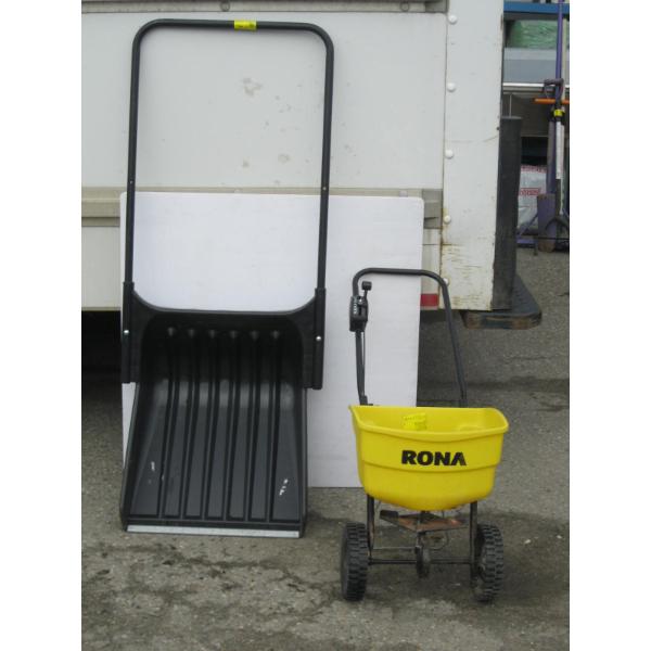 FERTILIZER SPREADER & LG. PUSH SNOW SHOVEL