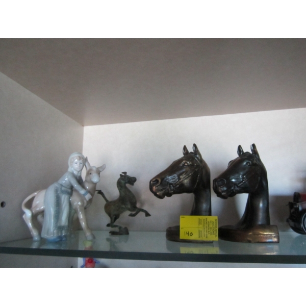 BOOKENDS & HORSE FIGURINES