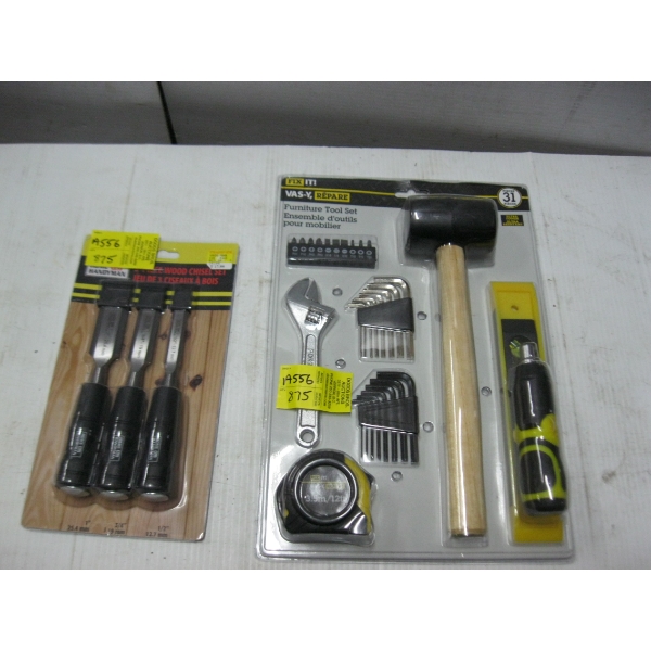 FURNITURE TOOL SET & A 3 PIECE CHISEL SET