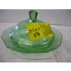 Image 3 : 1 GREEN DEPRESSION GLASS PLATE & LIDDED DISH