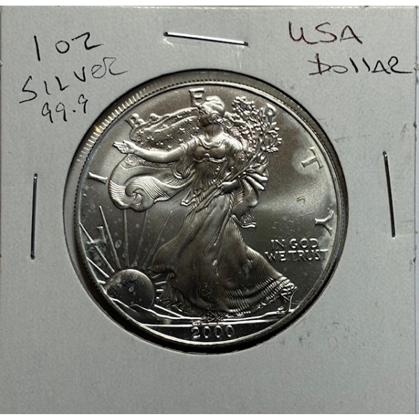 2000 USA 1 OZ .999 SILVER $1 COIN (TAX EXEMPT)