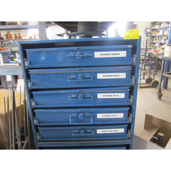 5 DRAWER PULLOUT DRAWER UNIT W/STAINLESS STEEL BOLTS, SCREWS, ETC.
