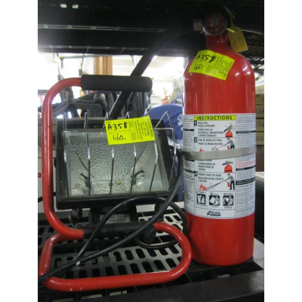 FIRE EXTINGUISHER & A PORTABLE WORKLIGHT