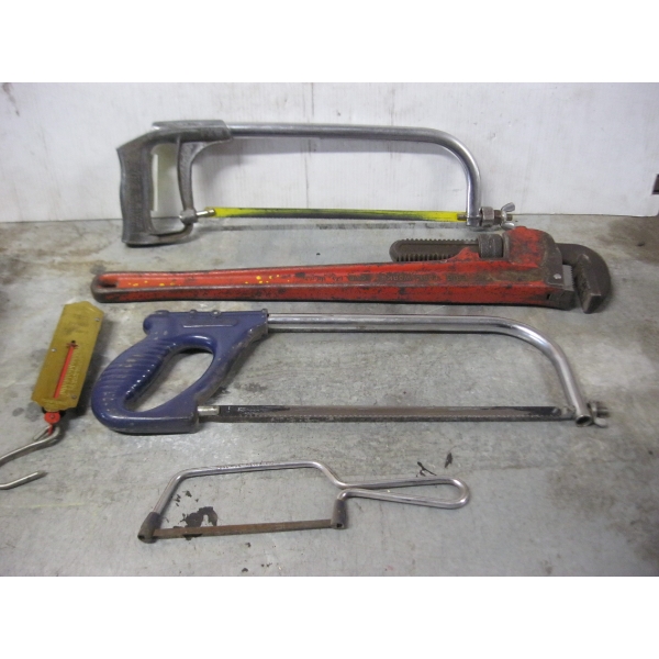 2 HACKSAWS, PIPE WRENCH & A SMALL SCALE