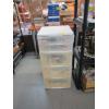 Image 1 : PLASTIC STORAGE UNIT W/ASST. CONTENTS - HAIR DRYER, BRUSHES, ETC.