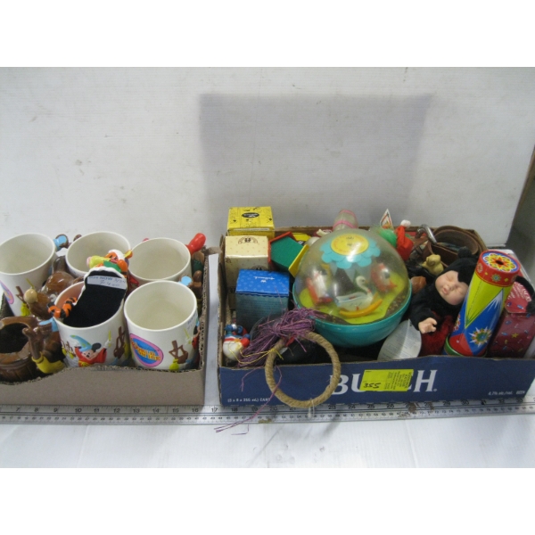 2 BOXES COLLECTABLE MUGS, ETC.