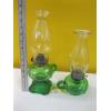 Image 1 : 2 GREEN GLASS COAL OIL LAMPS