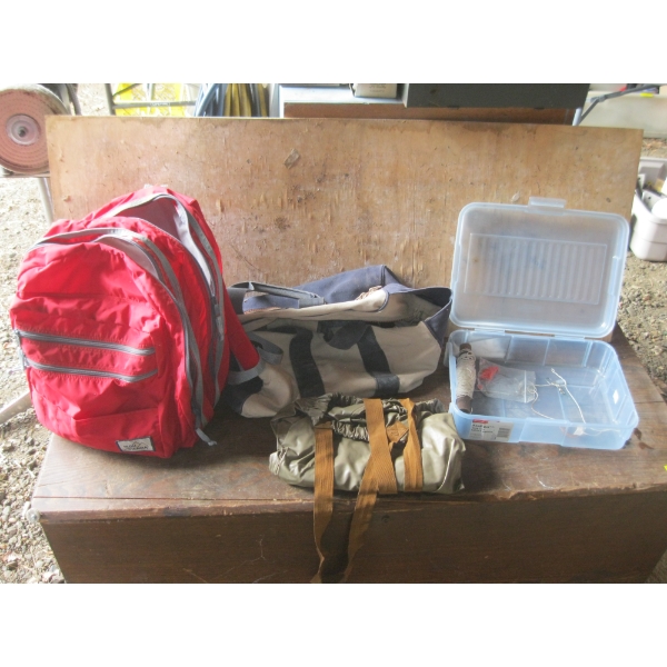 RED BACKPACK, BAG, ETC.