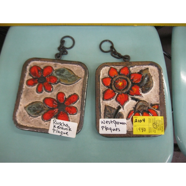 2 RUSCHA KERAMIK WEST GERMAN PLAQUES