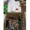 Image 1 : BOX OF ASST. TABLECLOTHS, CUTLERY, ETC.