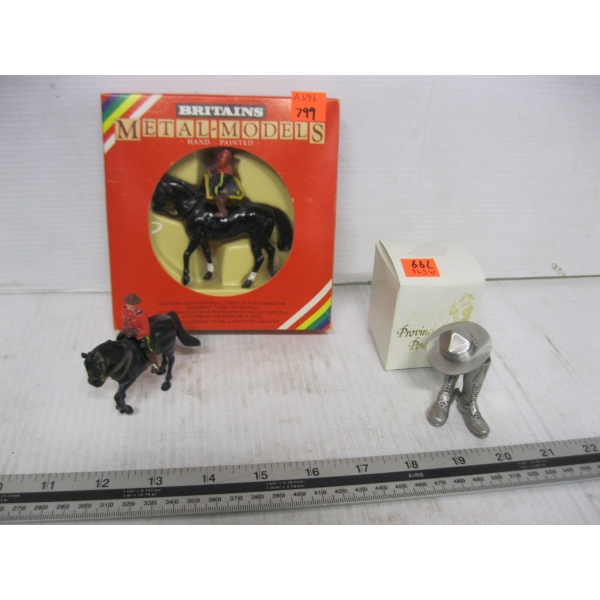 COLLECTABLE RCMP ITEMS - RIDERS ON HORSE, BOOTS, HAT, ETC.