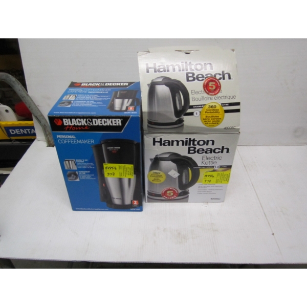 BLACK & DECKER PERSONAL COFFEEMAKER & HAMILTON BEACH ELECTRIC KETTLE