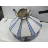 Image 2 : WHITE & BLUE STAINED GLASS HANGING LIGHT
