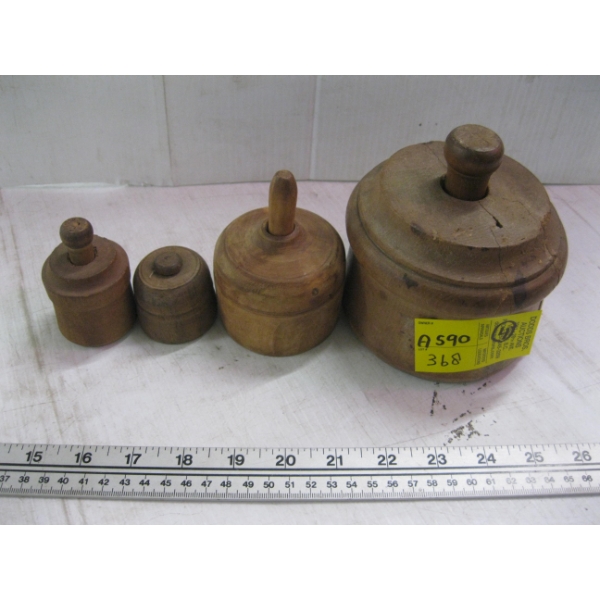 4 WOODEN BUTTER PRESSES