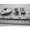Image 2 : 3 SILVER TURQUOISE STONE PIECES