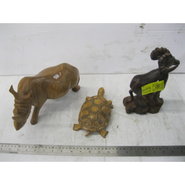 3 CARVED ANIMALS