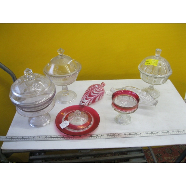 VINTAGE GLASSWARE - CRANBERRY GLASS, ETC.