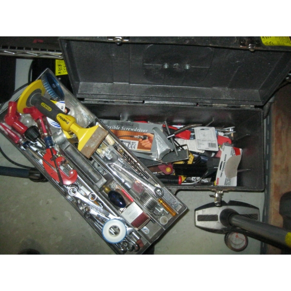 GREY TOOLBOX W/MISC. CONTENTS