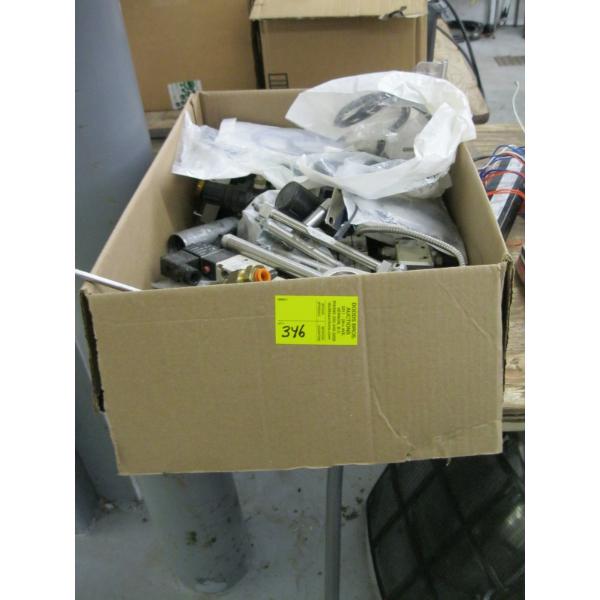 BOX OF ASST. AIR CYLINDERS, SWITCHES, ETC.