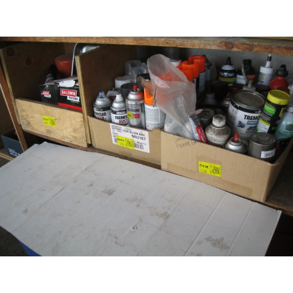 3 BOXES OF MISC. FILTERS, SPRAY PAINT, ETC.