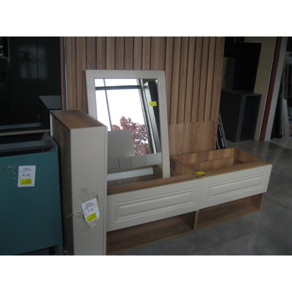 WALL MOUNT BENCH W/MIRROR & WALL MOUNT CABINET