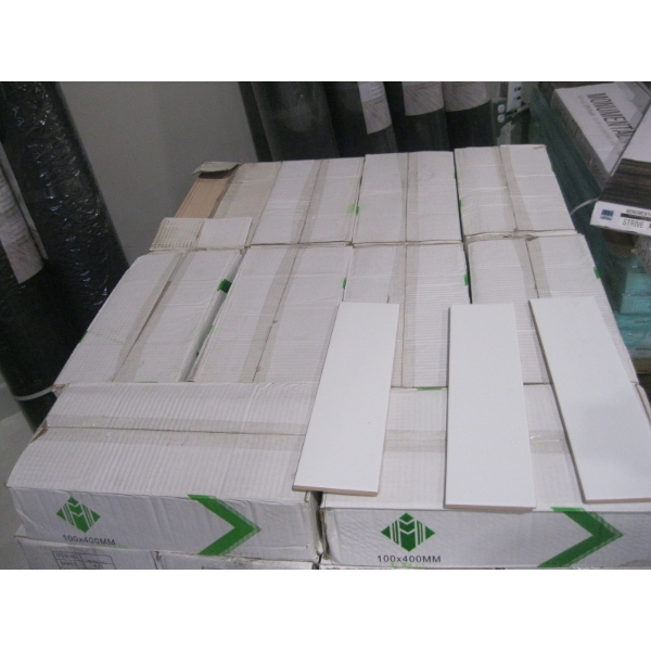 10 BOXES OF 4"X16" WHITE TILE