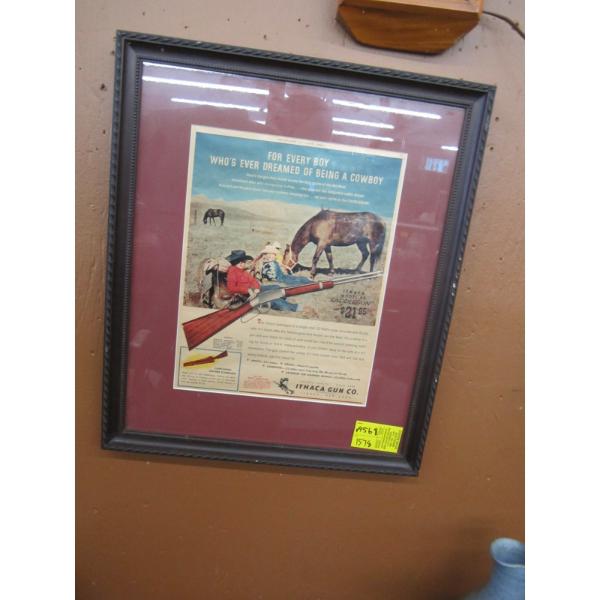 FRAMED ITHACA GUN CO. ADVERTISING