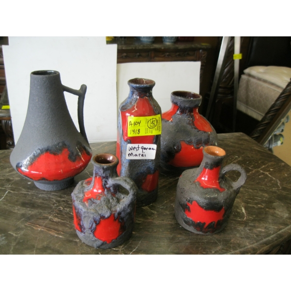5 WEST GERMAN MAREI VASES