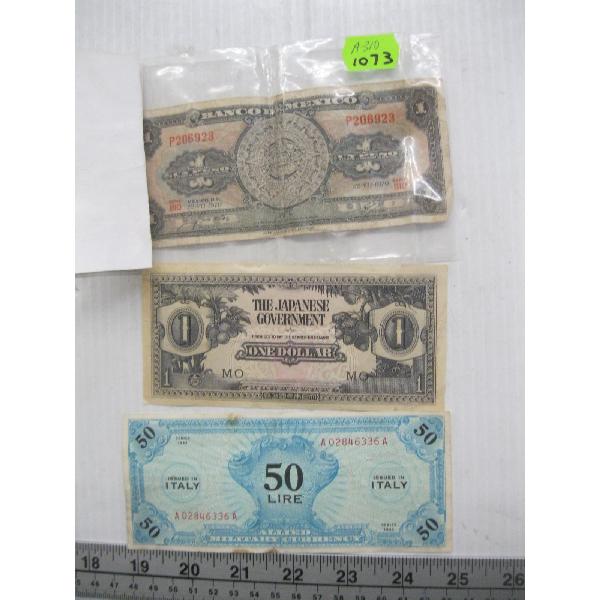 3 COLLECTOR BILLS - MEXICO, ITALY & JAPAN