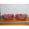 Image 1 : 2 DEEP GLASS PINK & GOLD BOWL