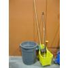 Image 1 : MOP BUCKET W/SQUEEGEE, MOP & RUBBERMAID GARBAGE CAN