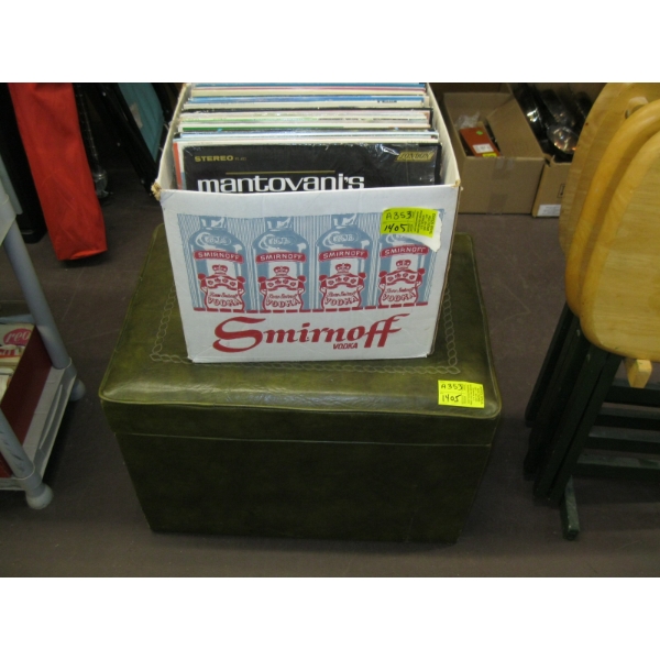 ASST. RECORDS & A RECORD STORAGE OTTOMAN
