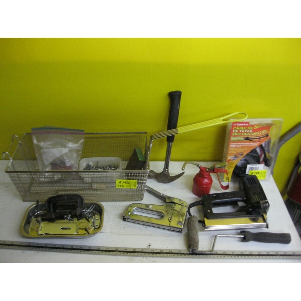BASKET MISC. PIPE HEATING CABLE, STAPLER, OILER, ETC.