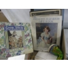 Image 2 : MISC. WOOD CARVINGS, BOOKS, BLUE CONTAINER W/ASIAN LACQUERED SET