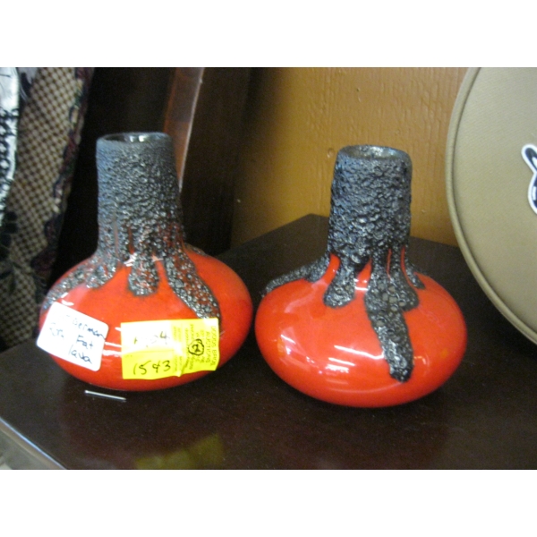 2 WEST GERMAN FAT LAVA ROTH VASES