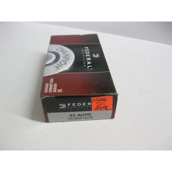 FEDERAL 45 AUTO 230GRS FMJ RN|1X50 CENTERFIRE CARTRIDGES
