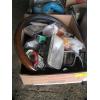 Image 3 : ALUMINUM BOX & A BOX OF MISC. LIGHTS, MIRRORS, ELECTRICAL, ETC.