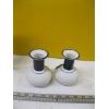 Image 3 : DECORATIVE BRASS VASE & PAIR OF ITALIAN SM. WHITE & BLUE MCM VASES