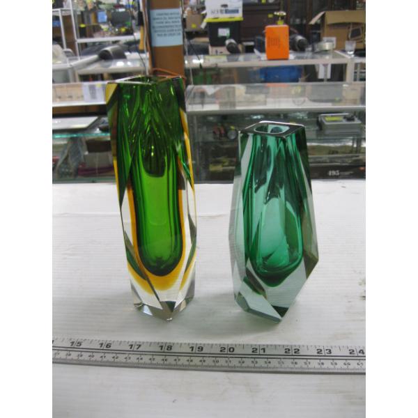 2 MURANO SAMEROSA ITALIAN VASES
